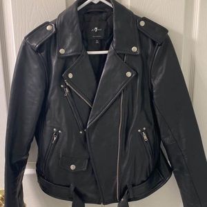 7 For All Mankind Leather Moto Jacket Size Small.
